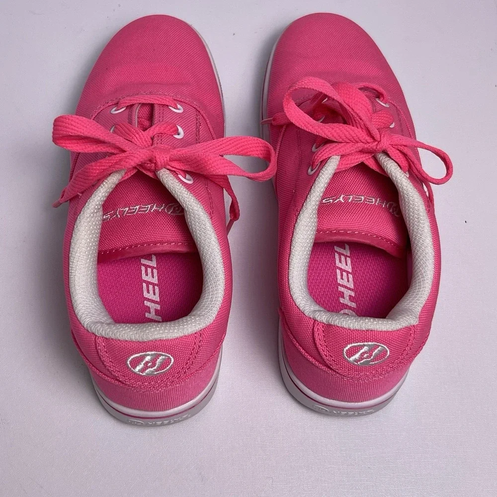 Heelys Youth 5 Women's 6 Launch Hot Neon Pink Skate Shoes Lace Up Wheels